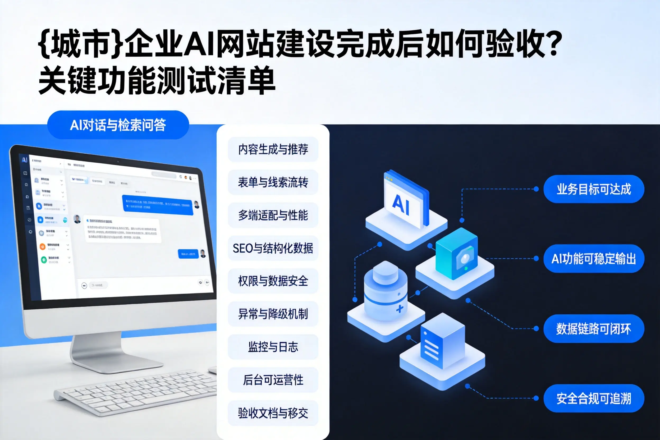 梅州企业AI网站建设完成后如何验收？关键功能测试清单