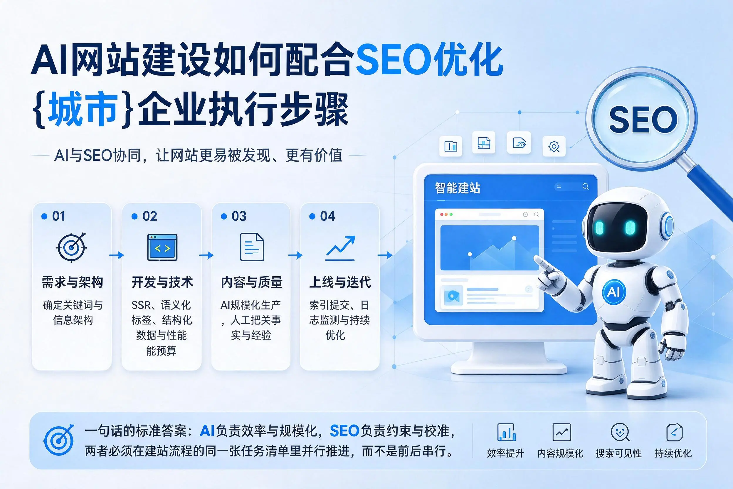AI网站建设如何配合SEO优化,梅州企业执行步骤