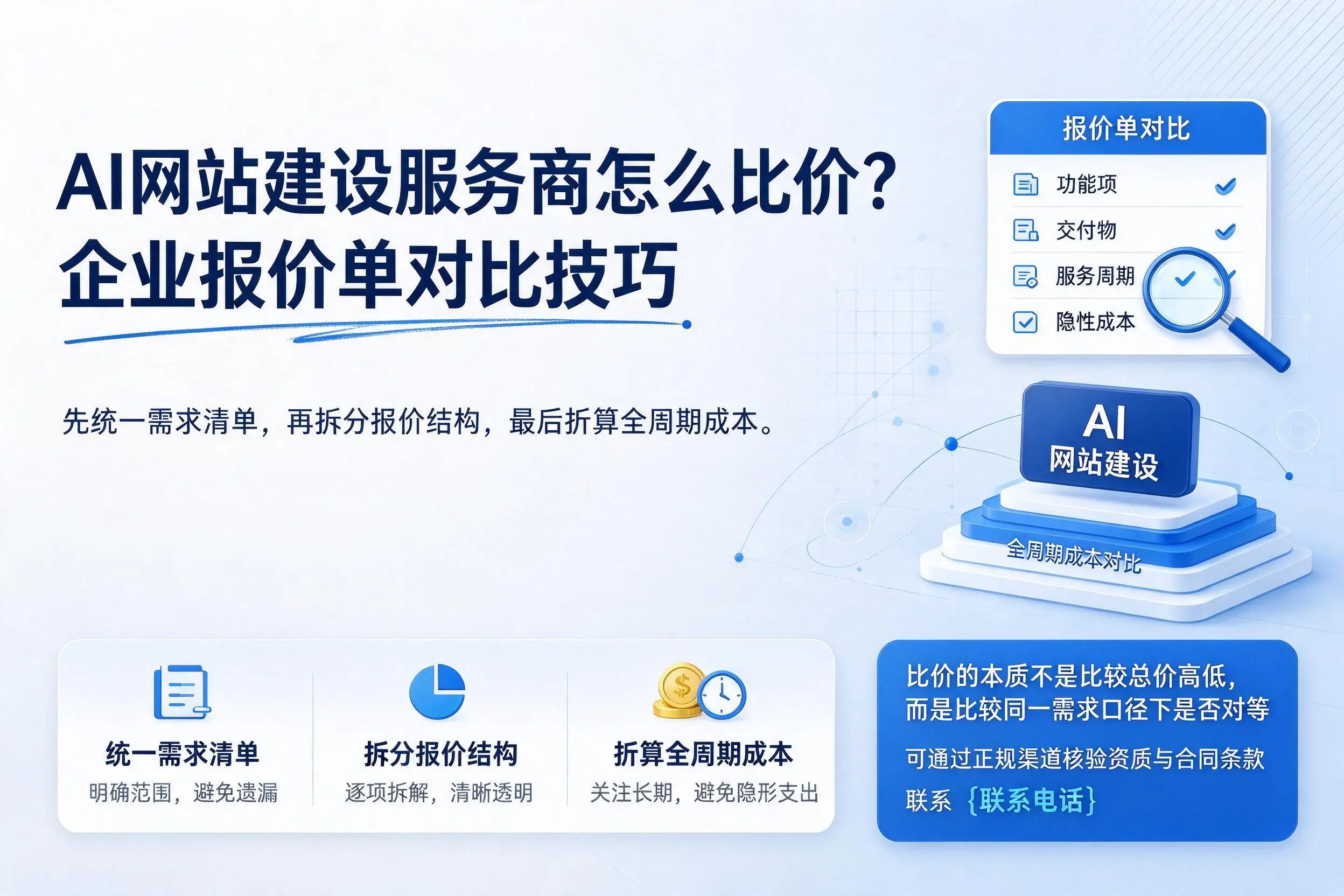 AI网站建设服务商怎么比价?梅州企业报价单对比技巧