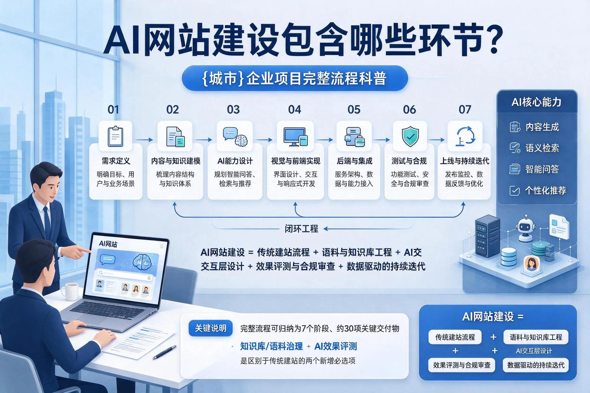 AI网站建设包含哪些环节？梅州企业项目完整流程科普